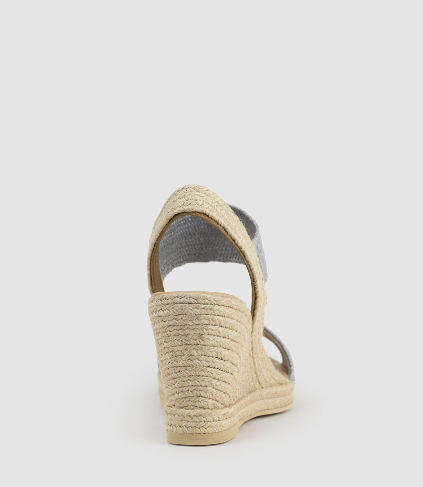 MELINDA Two Strap Elastic Espadrille in Grey - Edward Meller