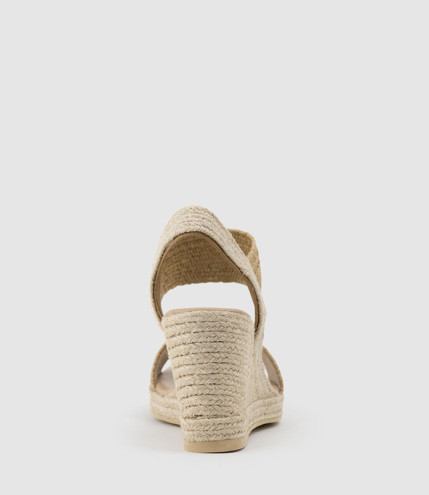 MELINDA Two Strap Elastic Espadrille in Taupe - Edward Meller