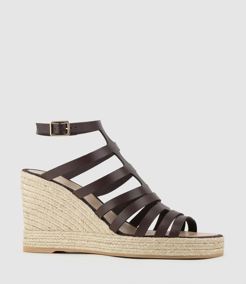 MELODIC Strappy Espadrille Sandal in Brown - Edward Meller