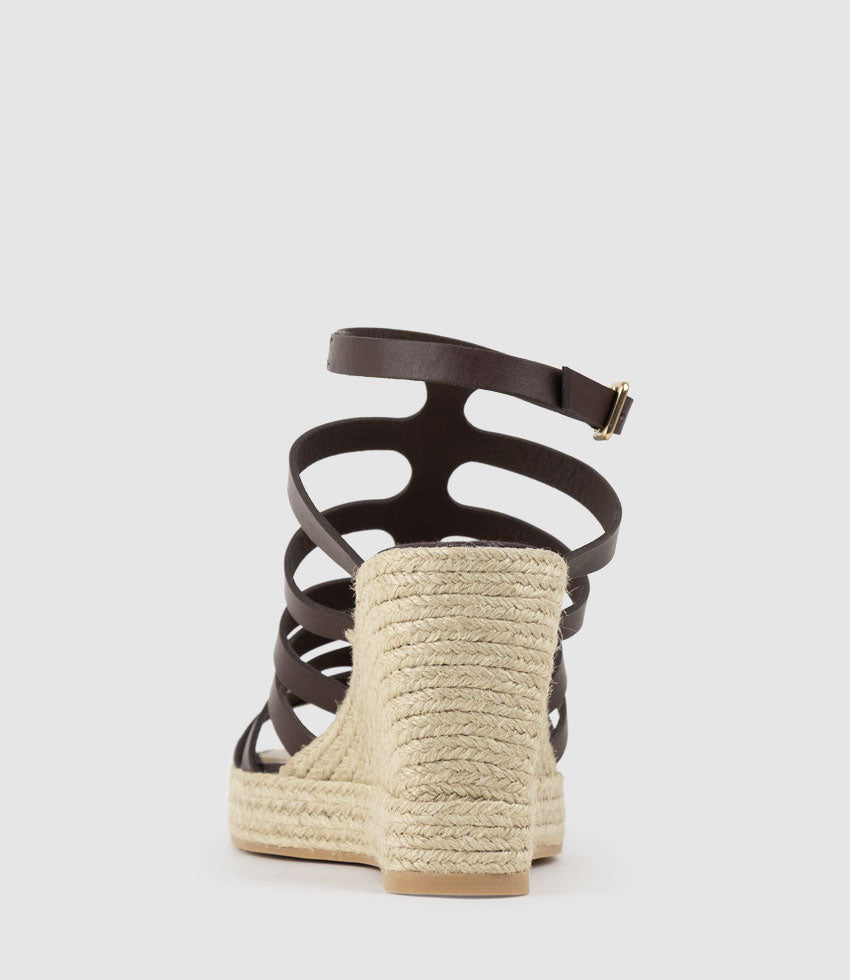 MELODIC Strappy Espadrille Sandal in Brown - Edward Meller