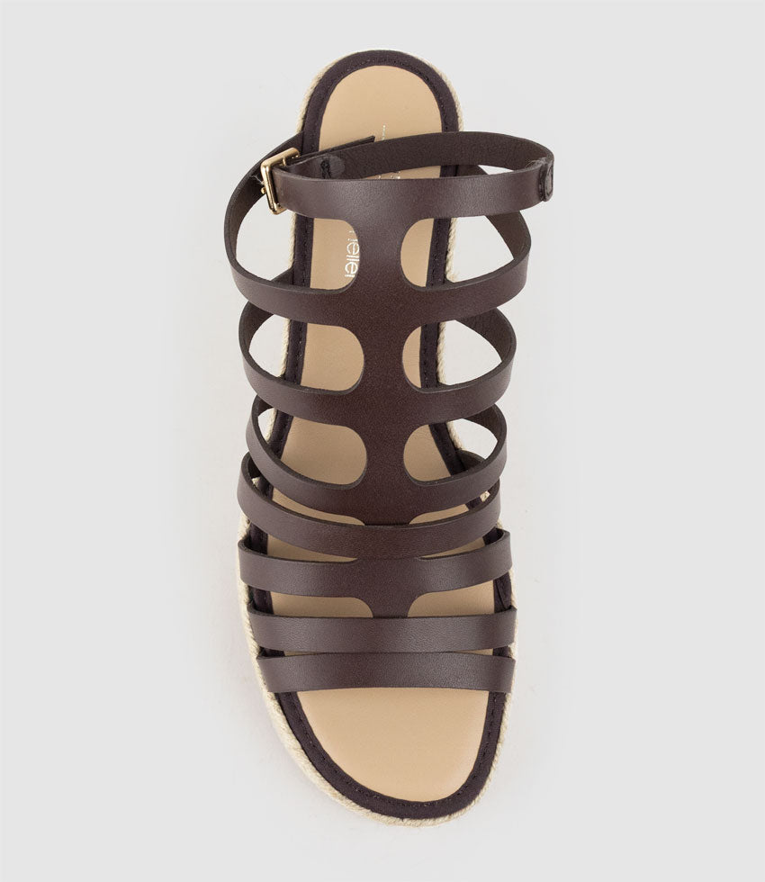 MELODIC Strappy Espadrille Sandal in Brown - Edward Meller