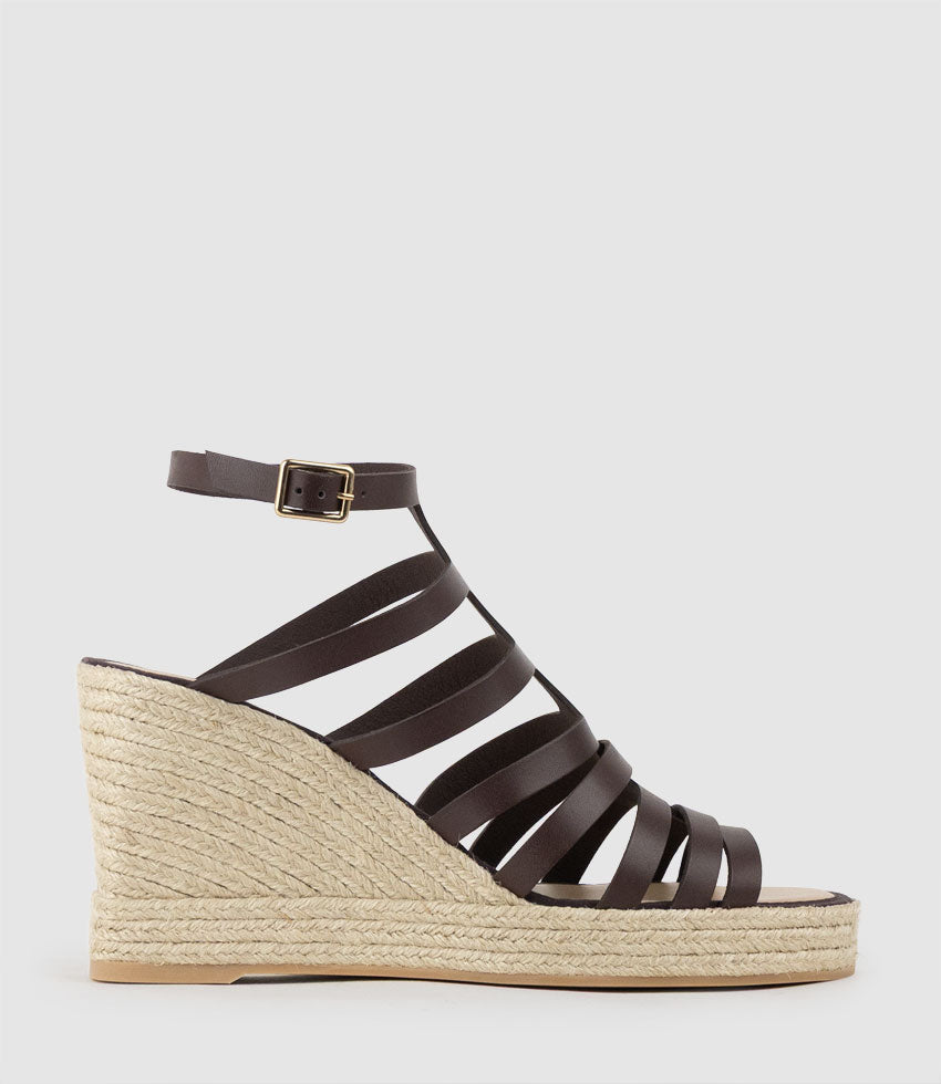 MELODIC Strappy Espadrille Sandal in Brown - Edward Meller