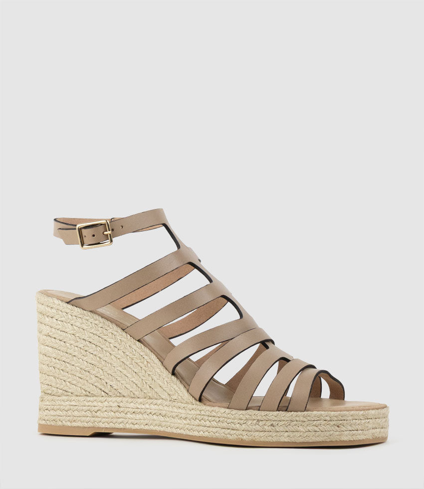 MELODIC Strappy Espadrille Sandal in Taupe - Edward Meller