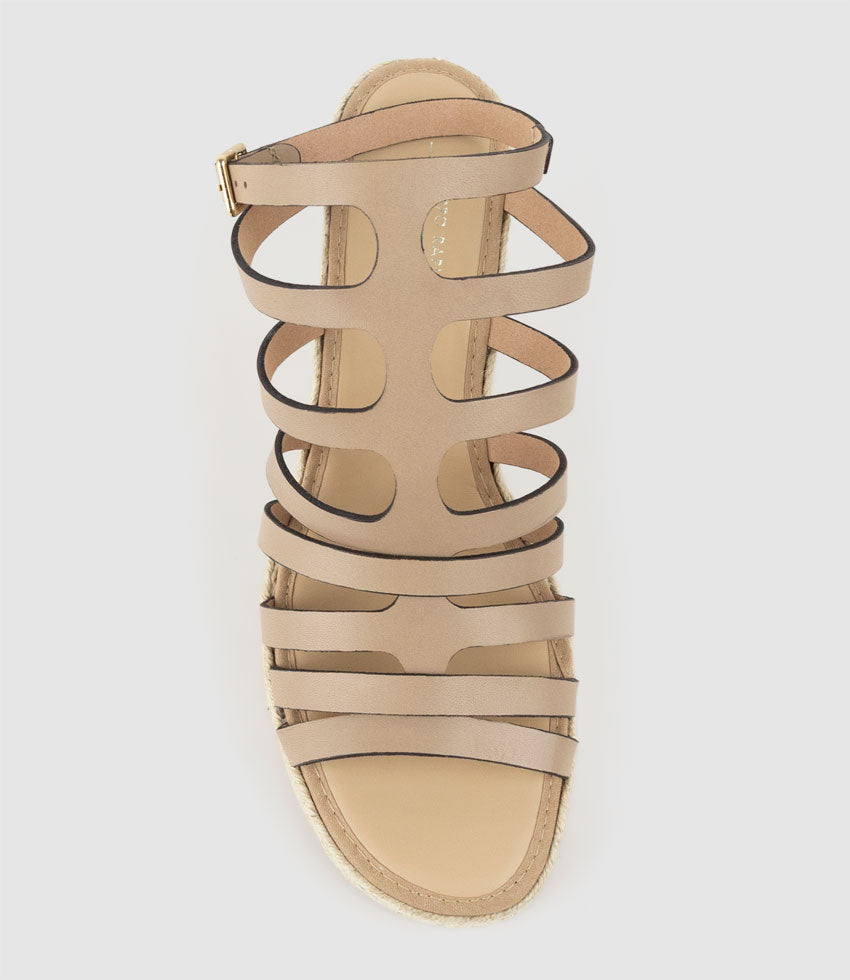 MELODIC Strappy Espadrille Sandal in Taupe - Edward Meller