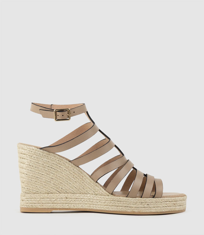 MELODIC Strappy Espadrille Sandal in Taupe - Edward Meller