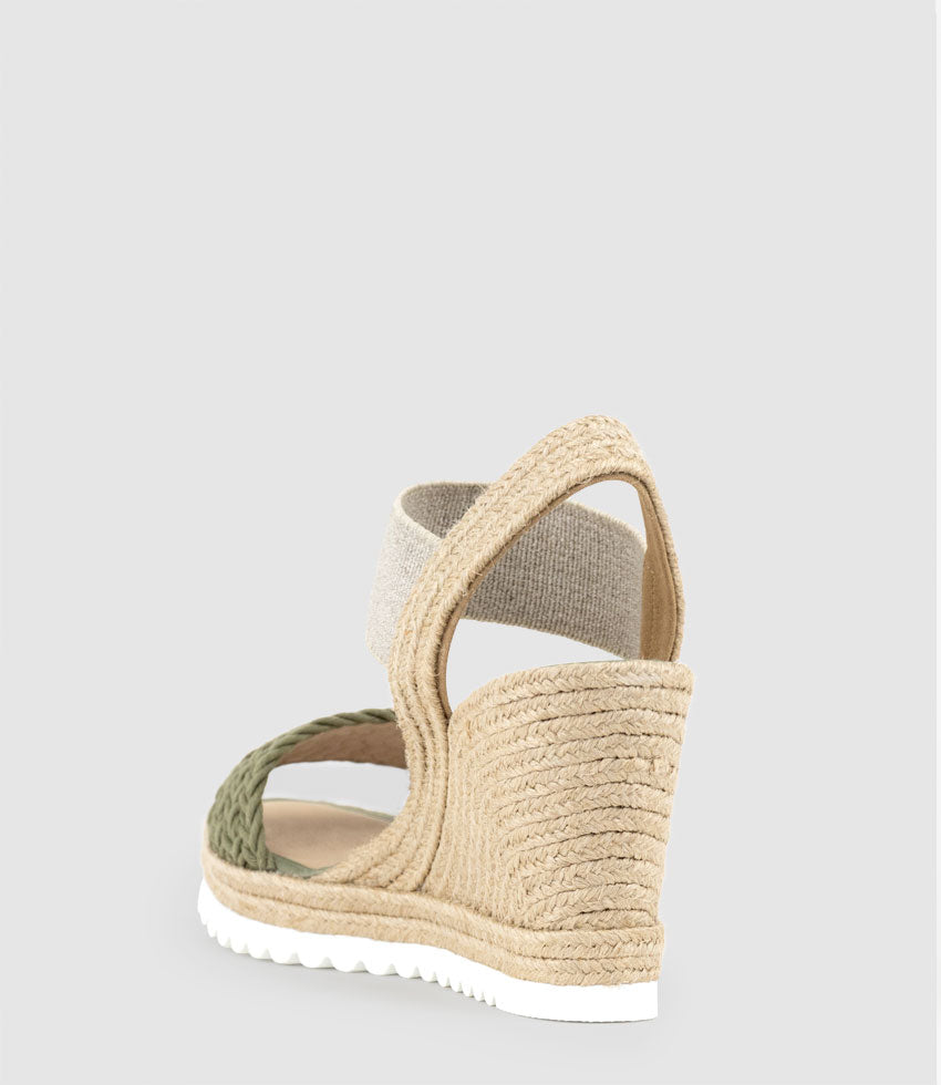 MERCEDES Elastic Crochet Espadrille in Khaki - Edward Meller