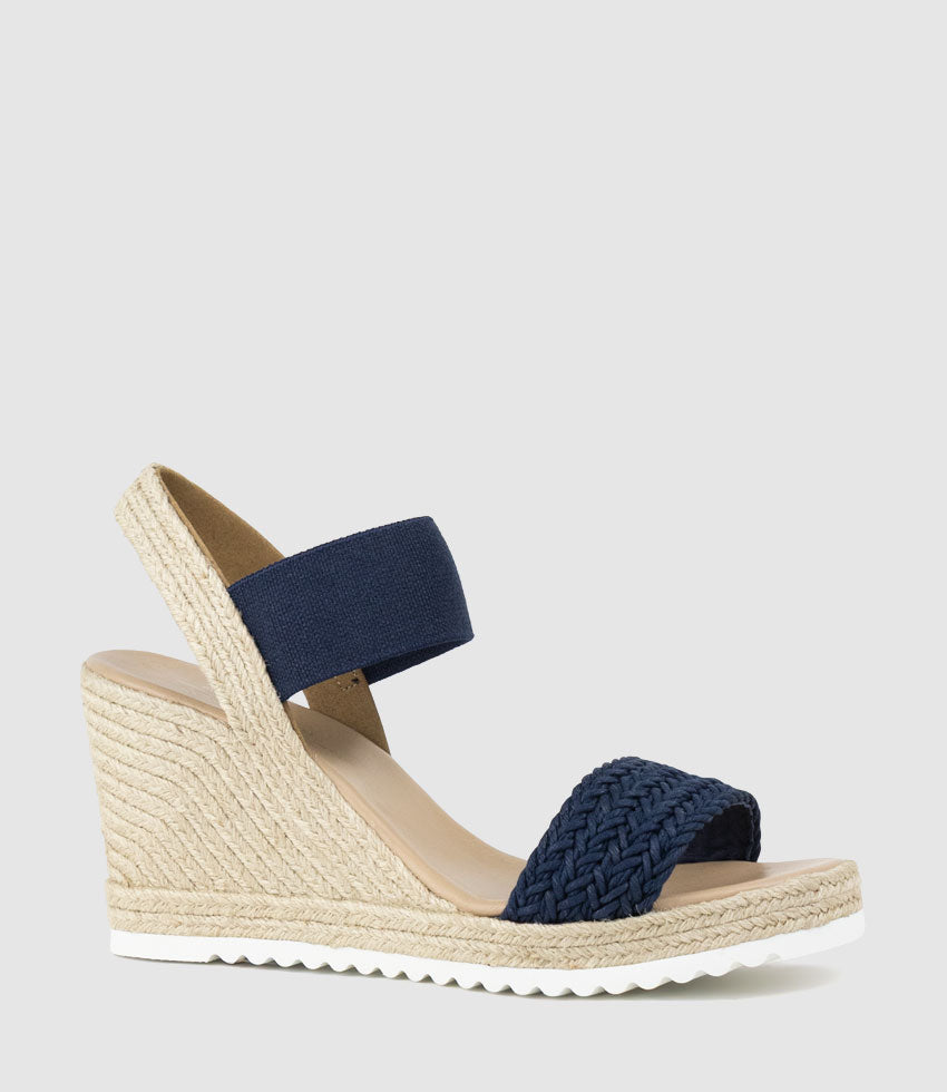 MERCEDES Elastic Crochet Espadrille in Navy
