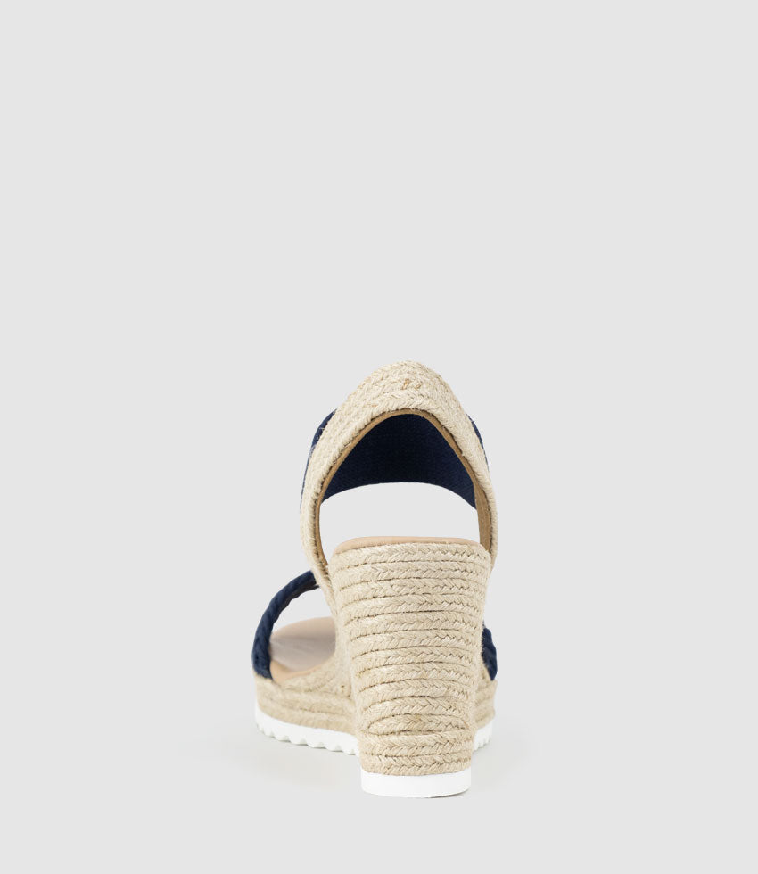 MERCEDES Elastic Crochet Espadrille in Navy