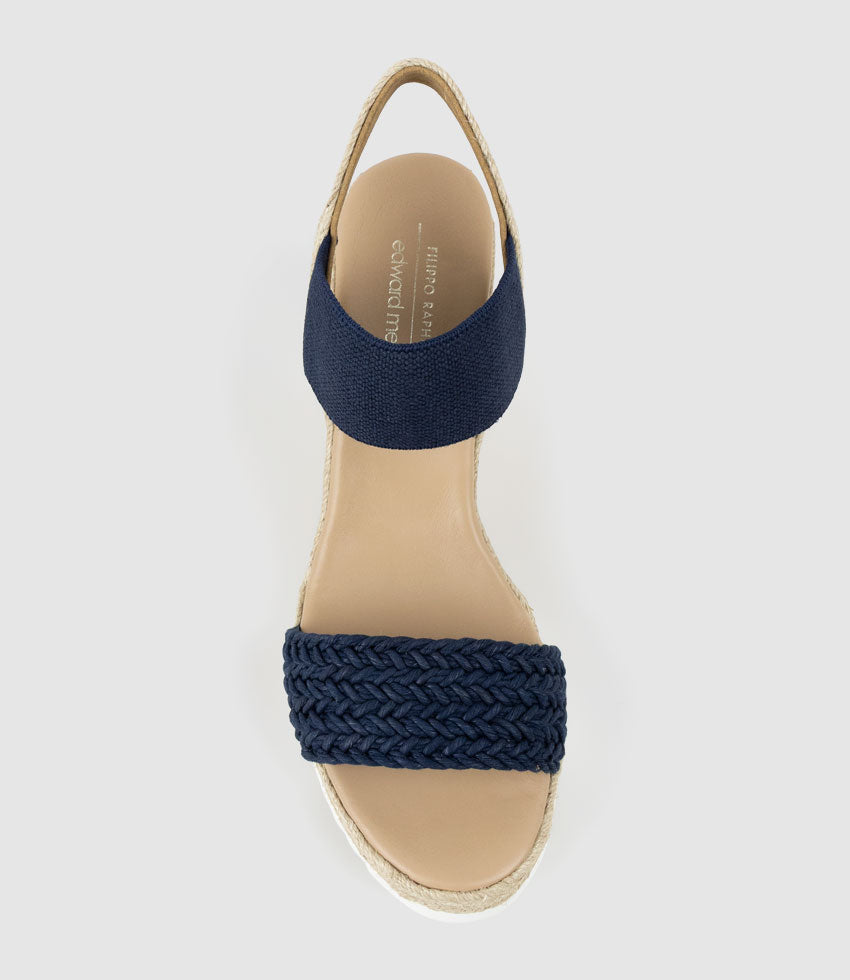 MERCEDES Elastic Crochet Espadrille in Navy