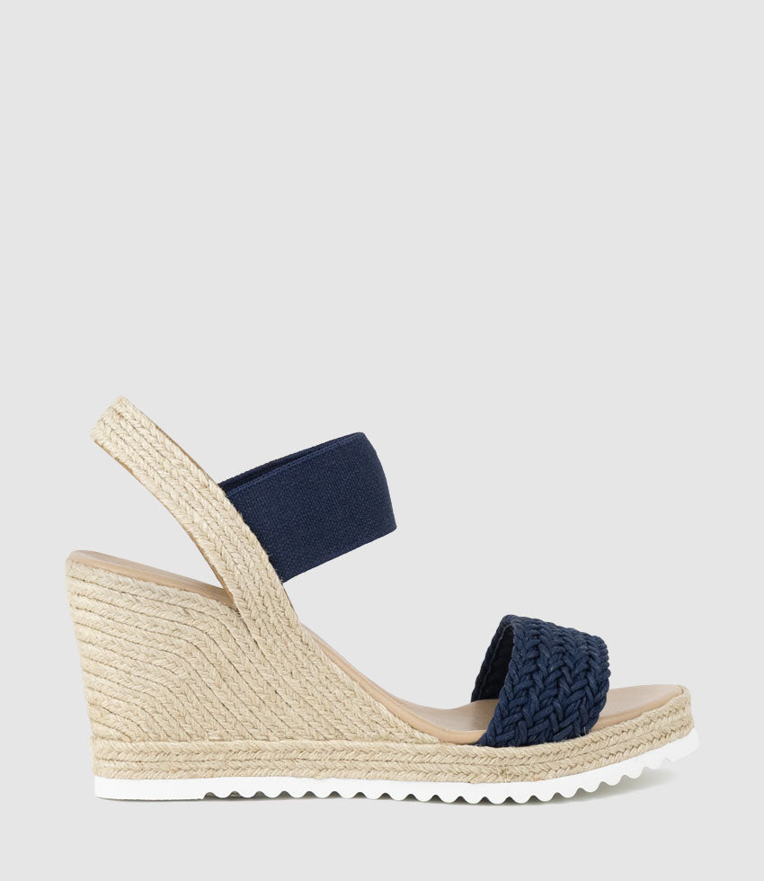 MERCEDES Elastic Crochet Espadrille in Navy