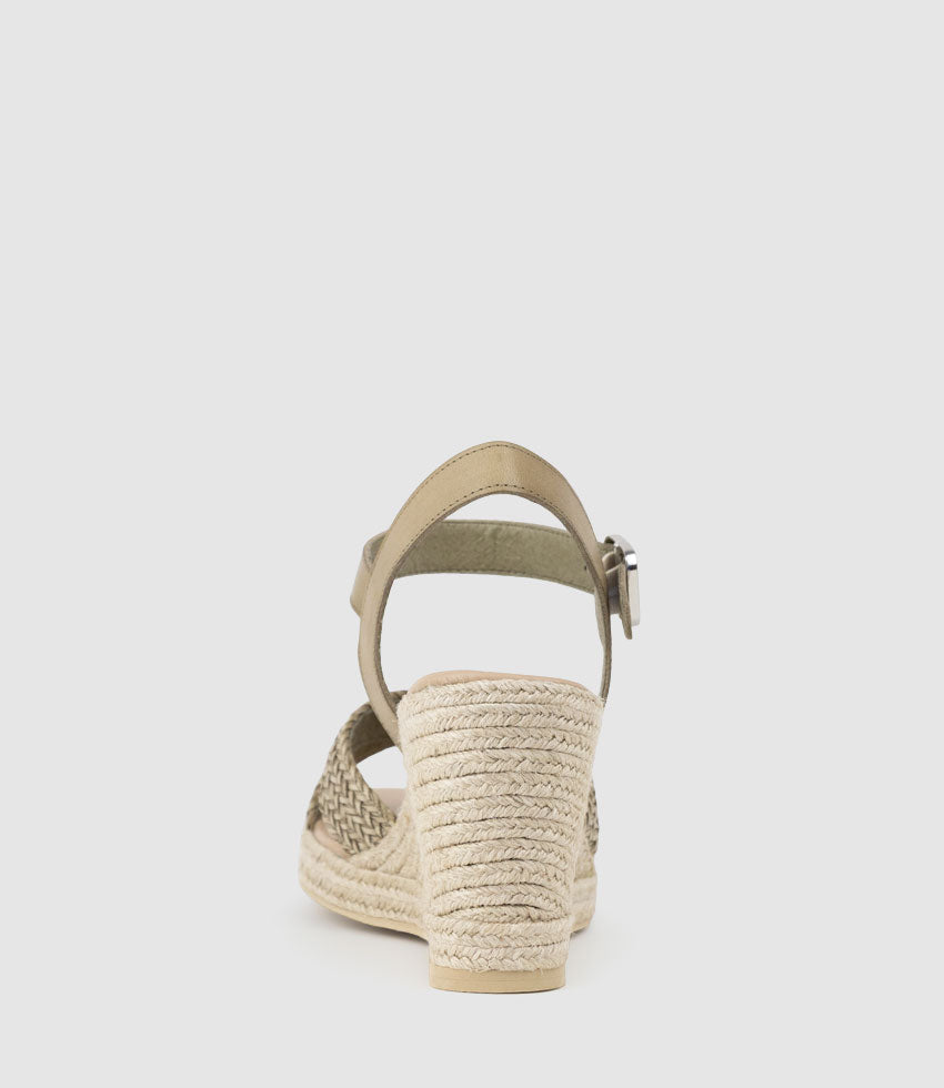 MERRYL Crossover Sandal Espadrille in Khaki - Edward Meller