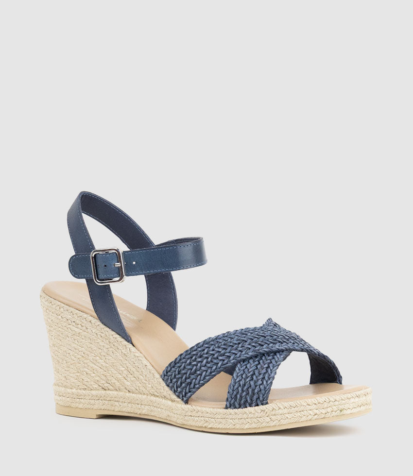 MERRYL Crossover Sandal Espadrille in Navy - Edward Meller