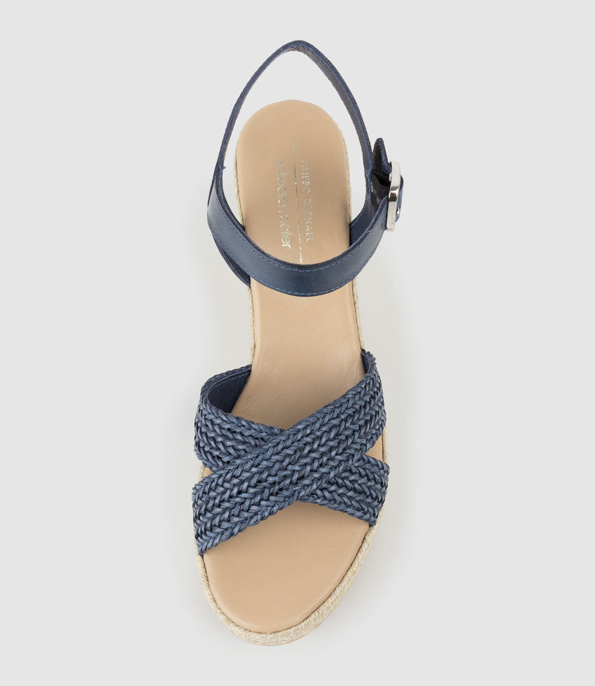 MERRYL Crossover Sandal Espadrille in Navy - Edward Meller
