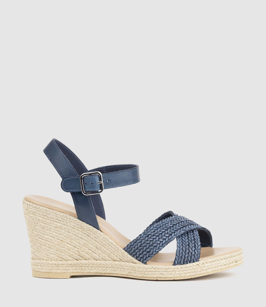 MERRYL Crossover Sandal Espadrille in Navy - Edward Meller