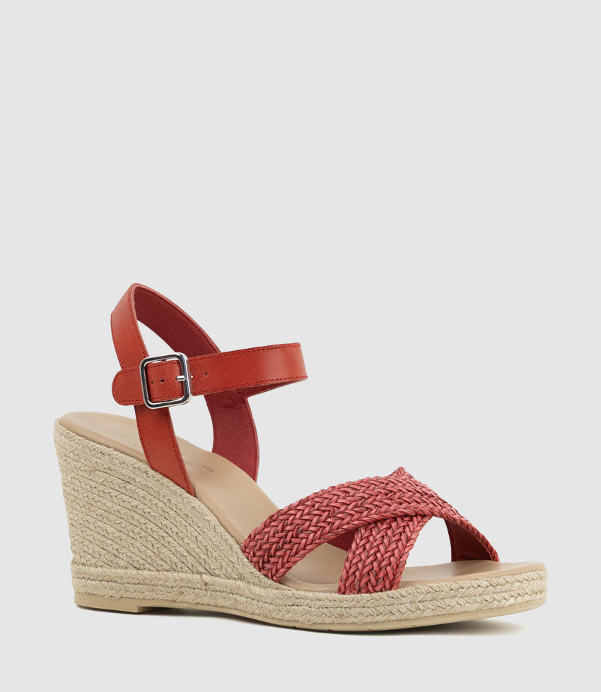 MERRYL Crossover Sandal Espadrille in Red - Edward Meller