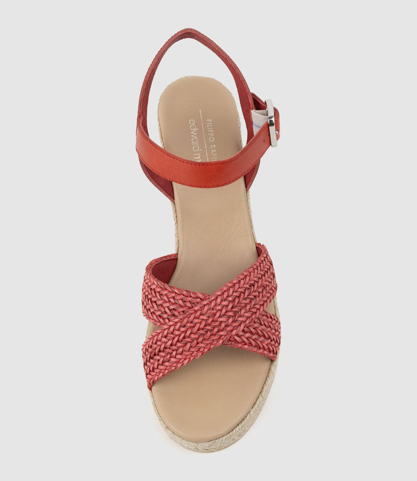 MERRYL Crossover Sandal Espadrille in Red - Edward Meller