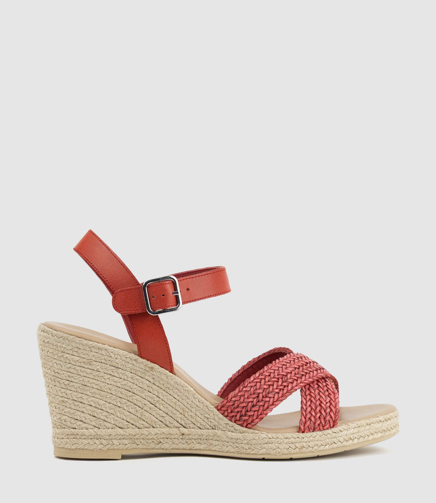 MERRYL Crossover Sandal Espadrille in Red - Edward Meller