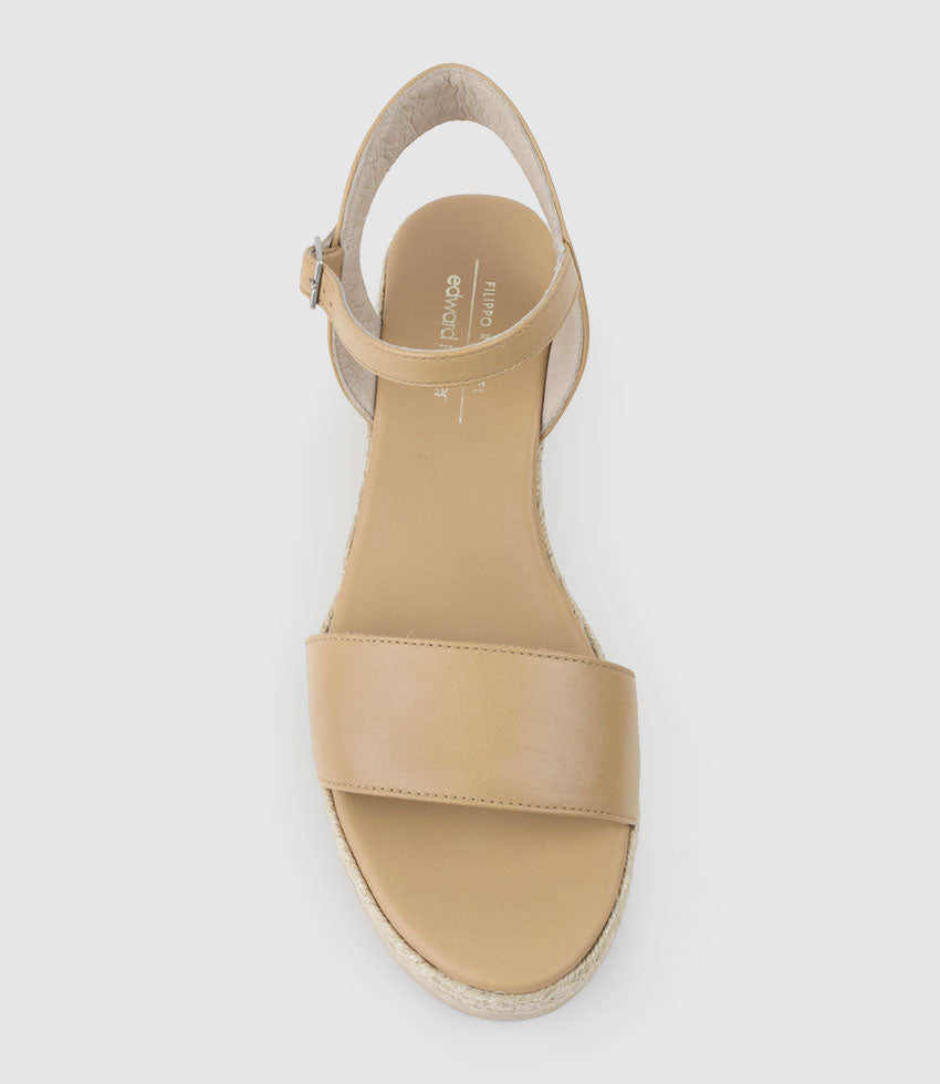 MIARA Single Strap Low Espadrille in Beige - Edward Meller