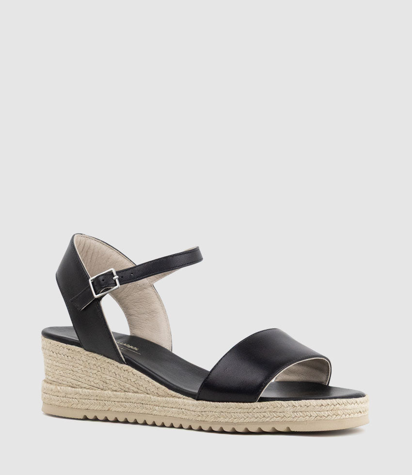 MIARA Single Strap Low Espadrille in Black - Edward Meller
