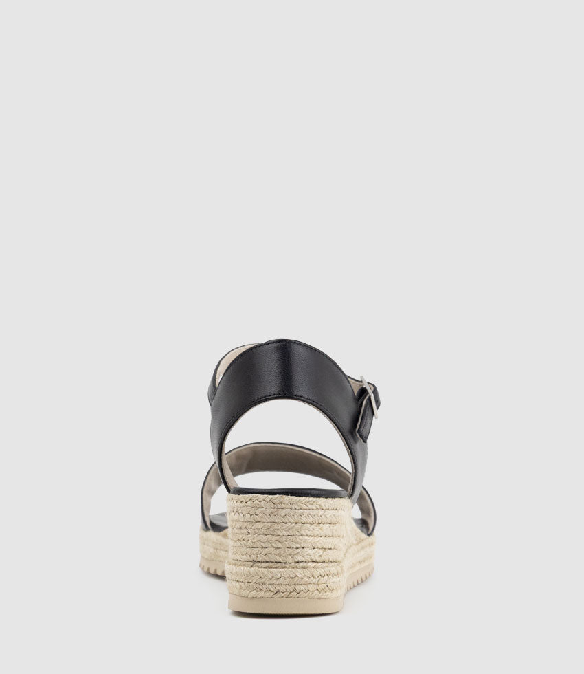 MIARA Single Strap Low Espadrille in Black - Edward Meller