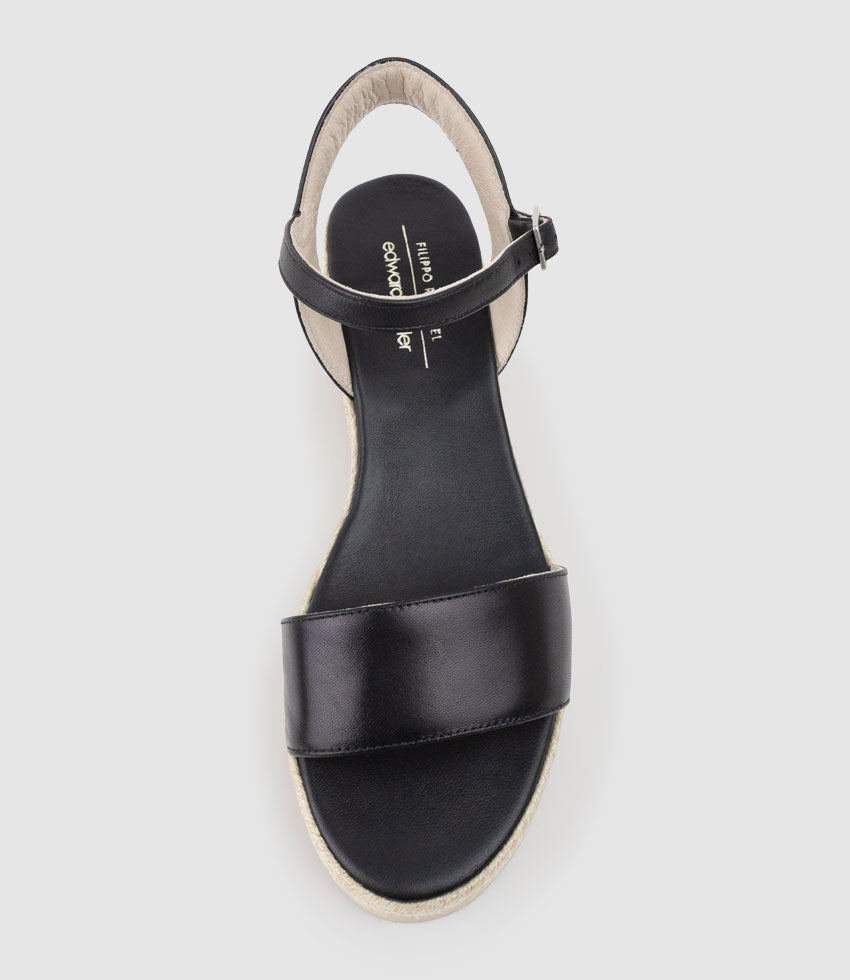 MIARA Single Strap Low Espadrille in Black - Edward Meller