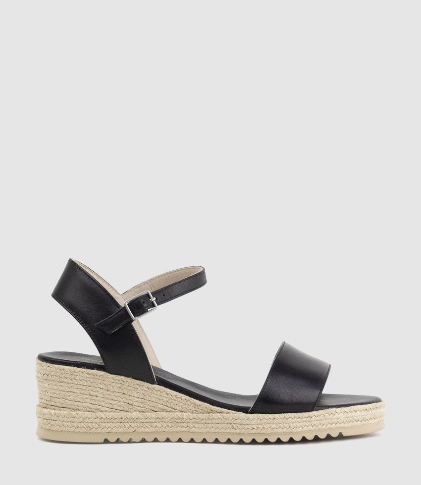 MIARA Single Strap Low Espadrille in Black - Edward Meller