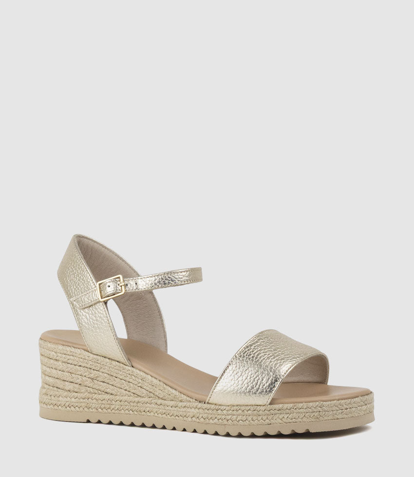 MIARA Single Strap Low Espadrille in Platino - Edward Meller