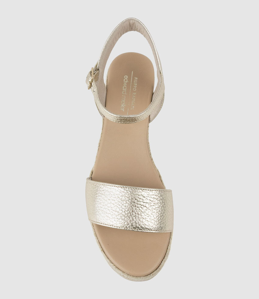 MIARA Single Strap Low Espadrille in Platino - Edward Meller