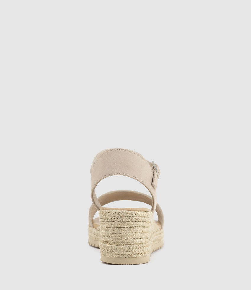 MIARA Single Strap Low Espadrille in Taupe Suede - Edward Meller