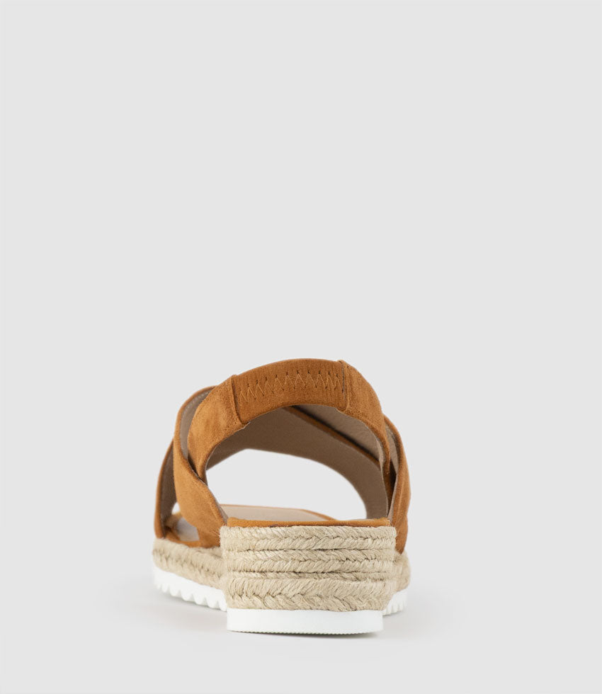 MINDARA Crossover Sling Low Espadrille in Tan Suede - Edward Meller