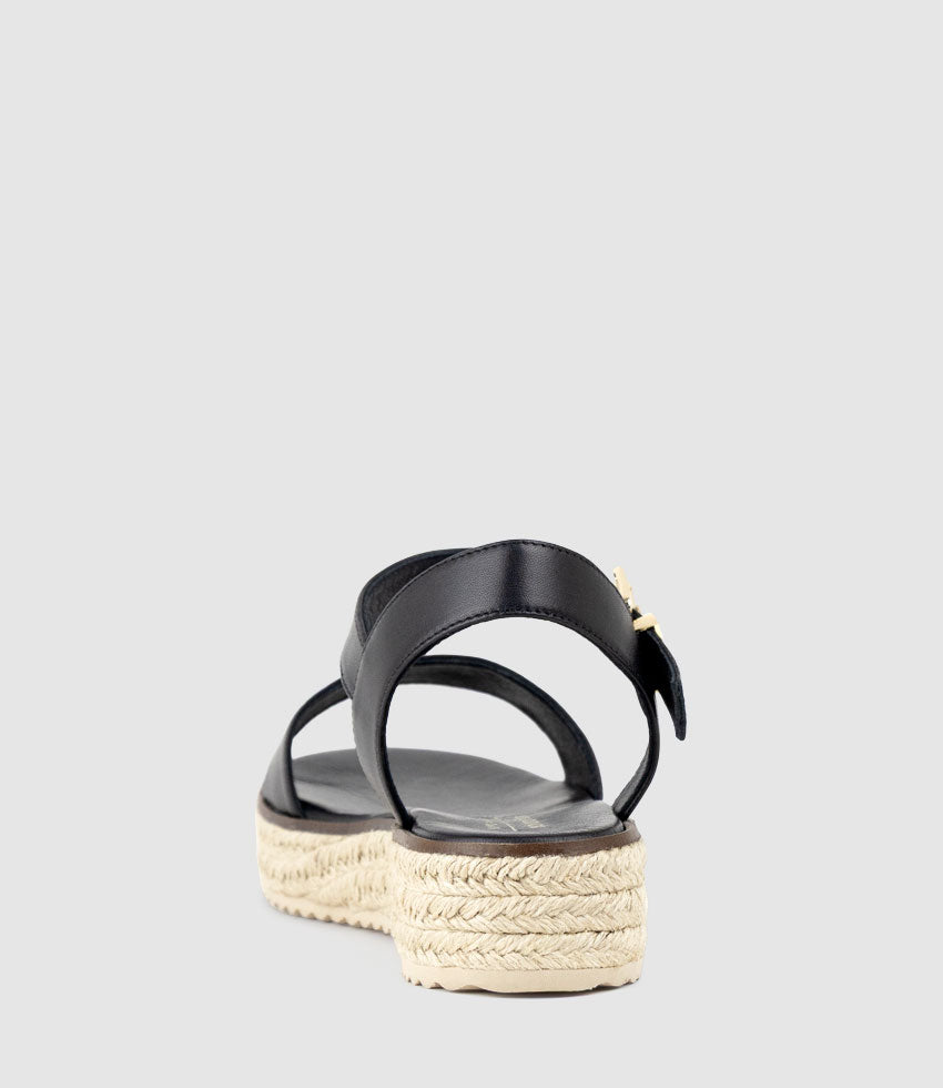 MINDI Flat Sandal Espadrille in Black - Edward Meller