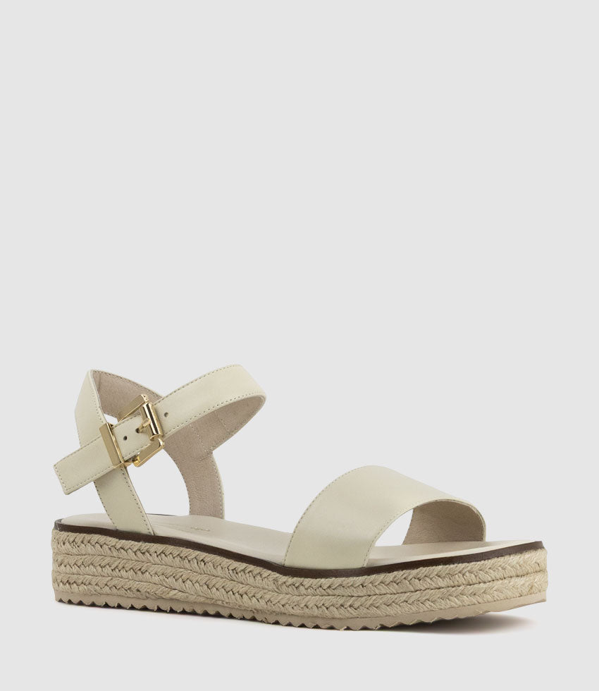 MINDI Flat Sandal Espadrille in Offwhite - Edward Meller