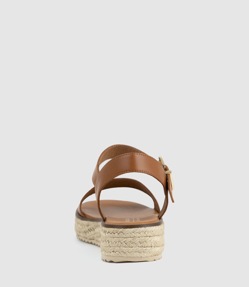 MINDI Flat Sandal Espadrille in Tan - Edward Meller