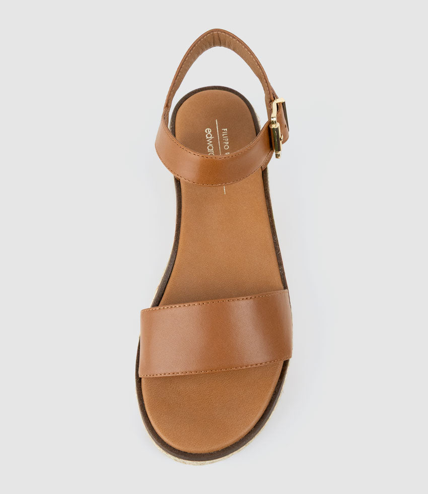 MINDI Flat Sandal Espadrille in Tan - Edward Meller