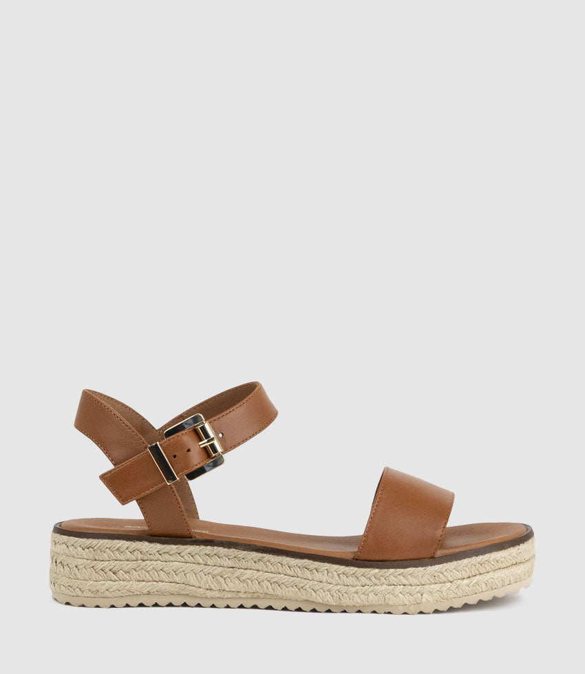 MINDI Flat Sandal Espadrille in Tan - Edward Meller