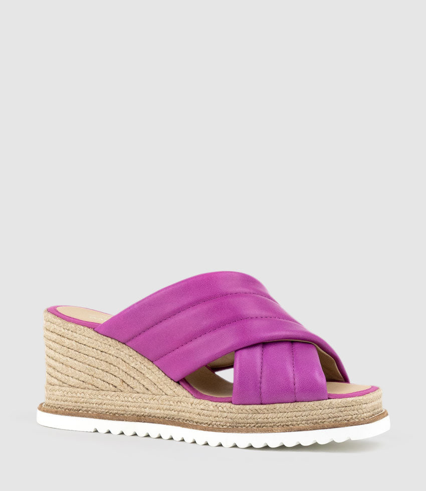 MORGAN Quilted Crossover Espadrille in Magenta - Edward Meller