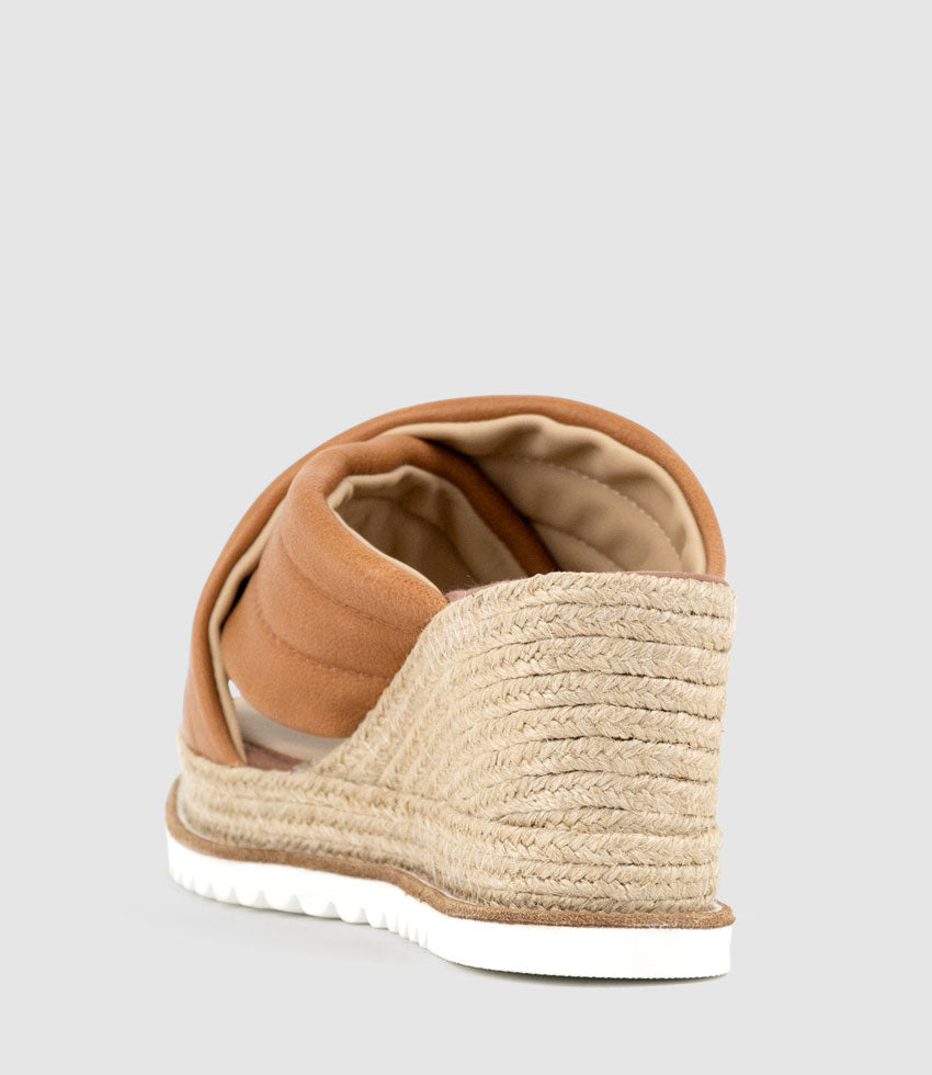 MORGAN Quilted Crossover Espadrille in Tan - Edward Meller