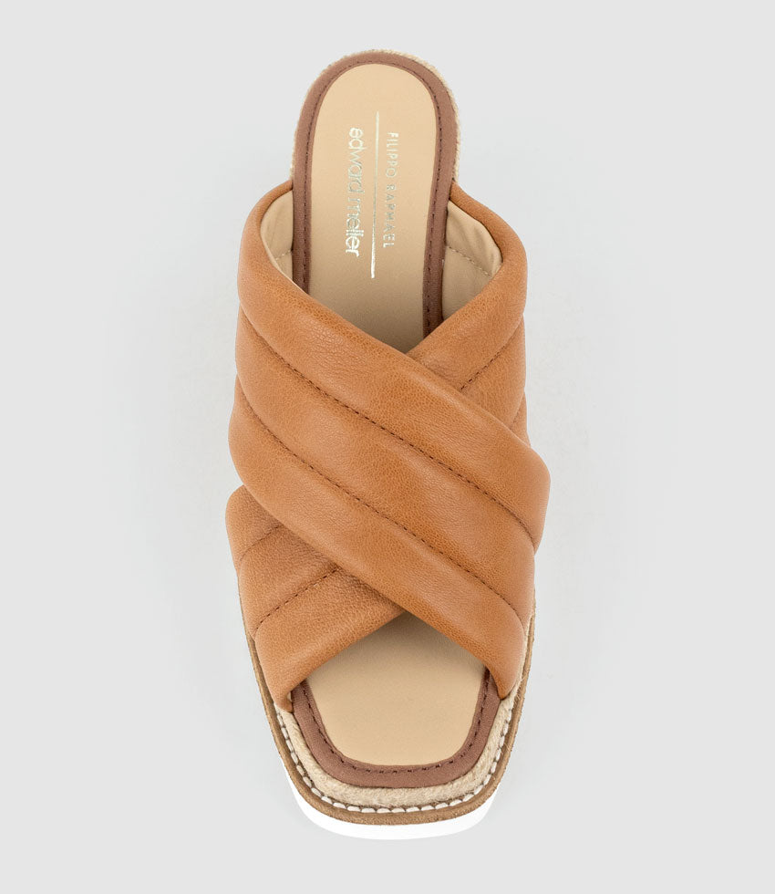 MORGAN Quilted Crossover Espadrille in Tan - Edward Meller