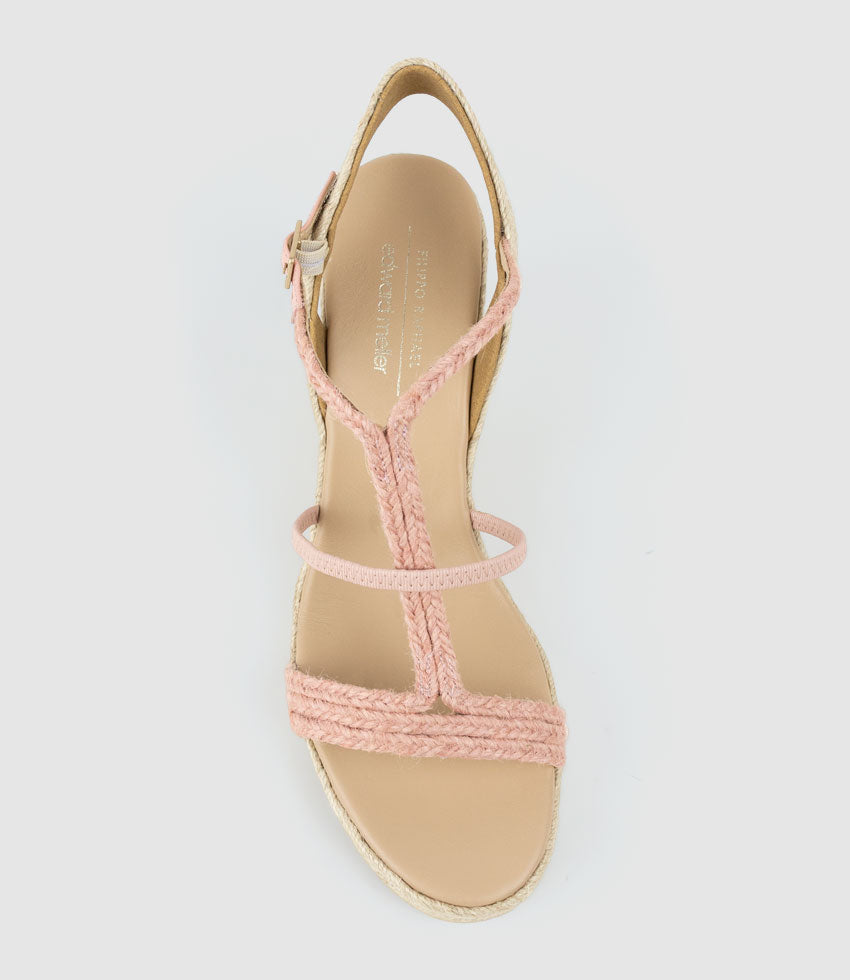 MYSTAL Strappy Sandal Espadrille in Rose - Edward Meller