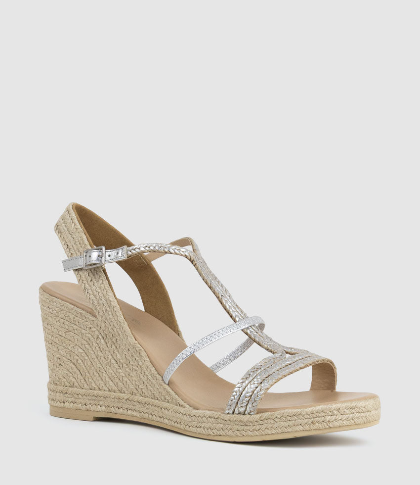 MYSTAL Strappy Sandal Espadrille in Silver - Edward Meller