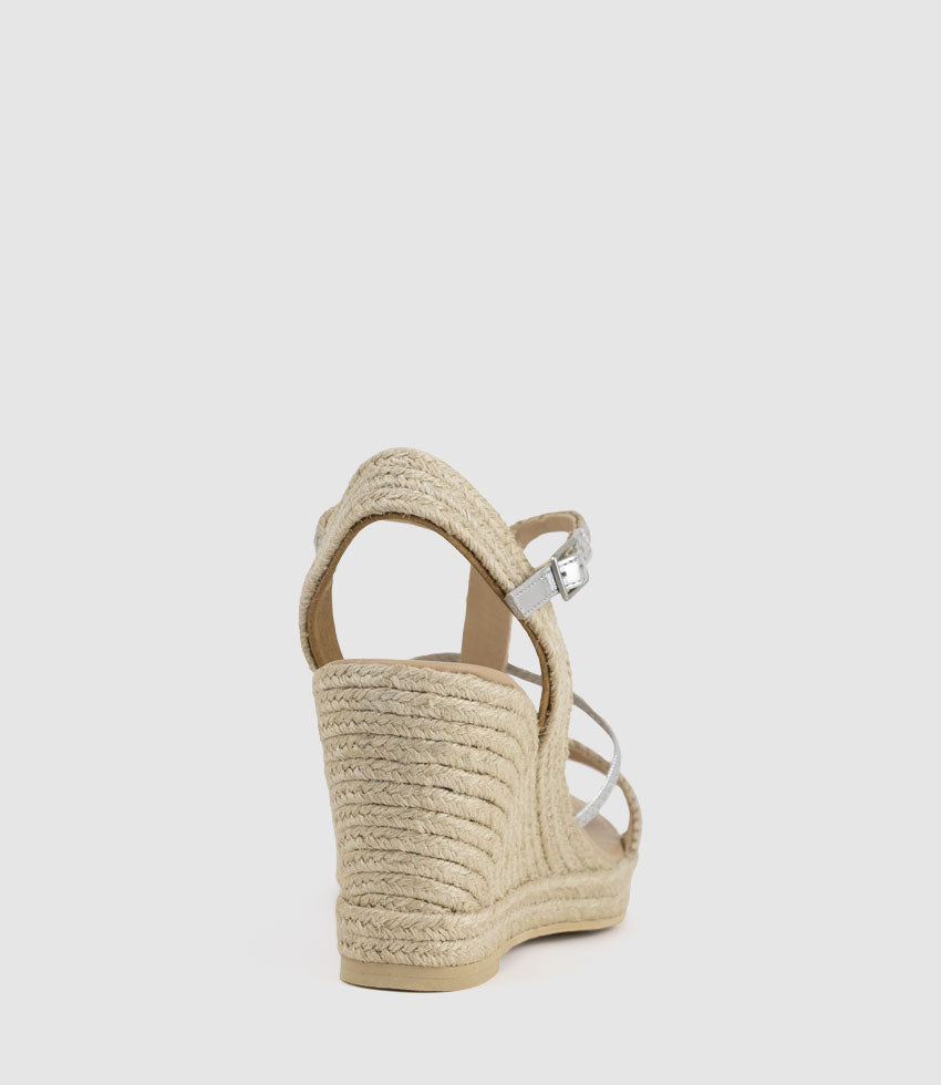 MYSTAL Strappy Sandal Espadrille in Silver - Edward Meller