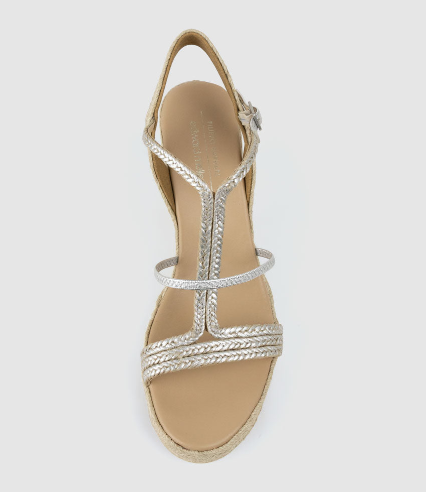 MYSTAL Strappy Sandal Espadrille in Silver - Edward Meller