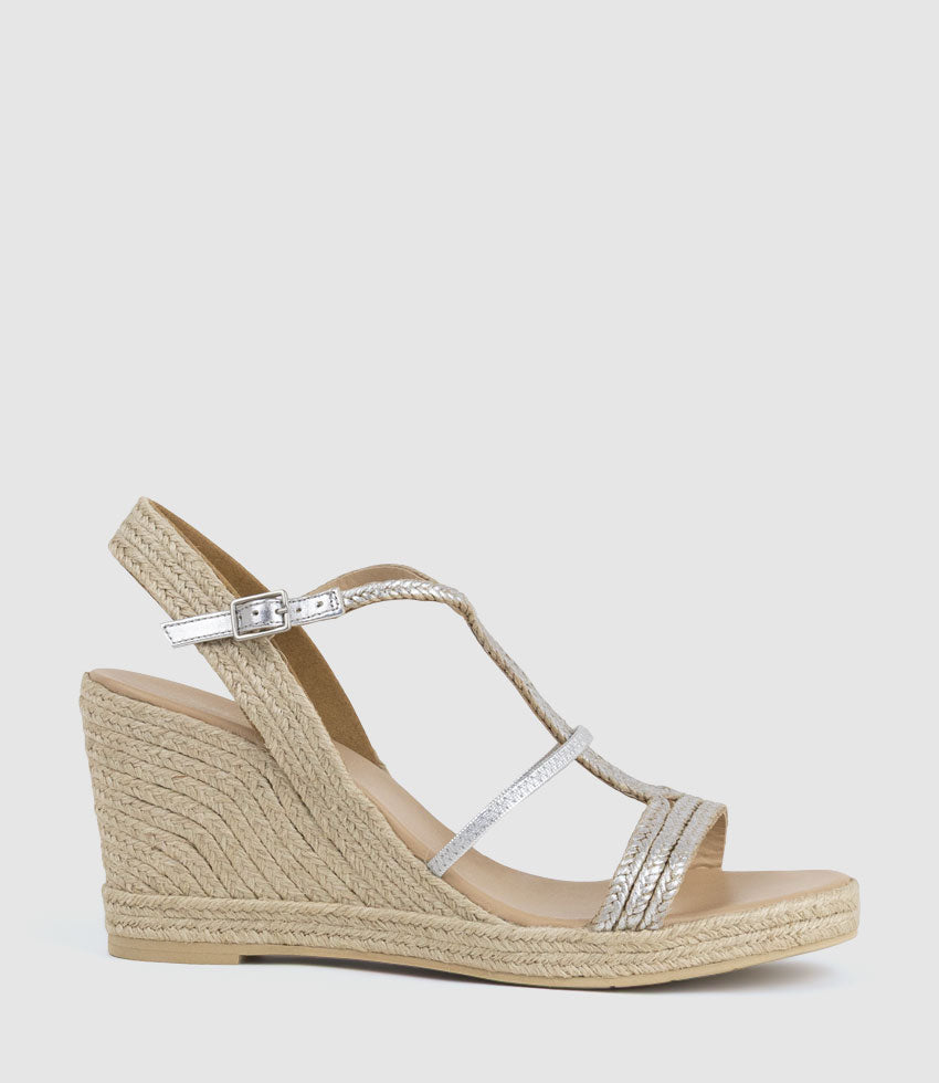 MYSTAL Strappy Sandal Espadrille in Silver - Edward Meller