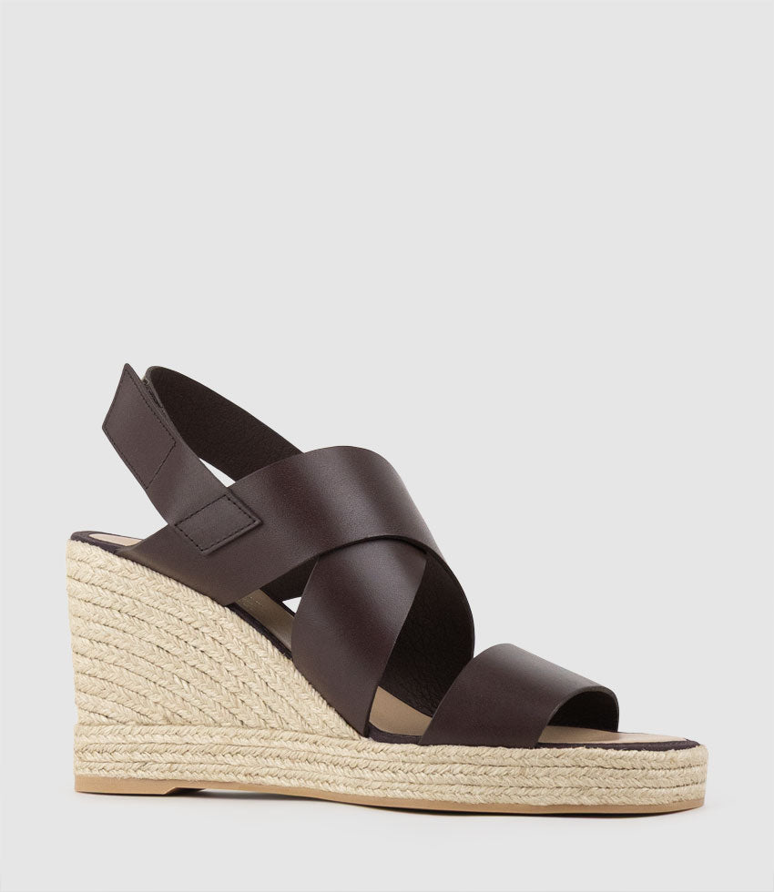 MYSTEL Crossover Sandal on Espadrille in Brown - Edward Meller
