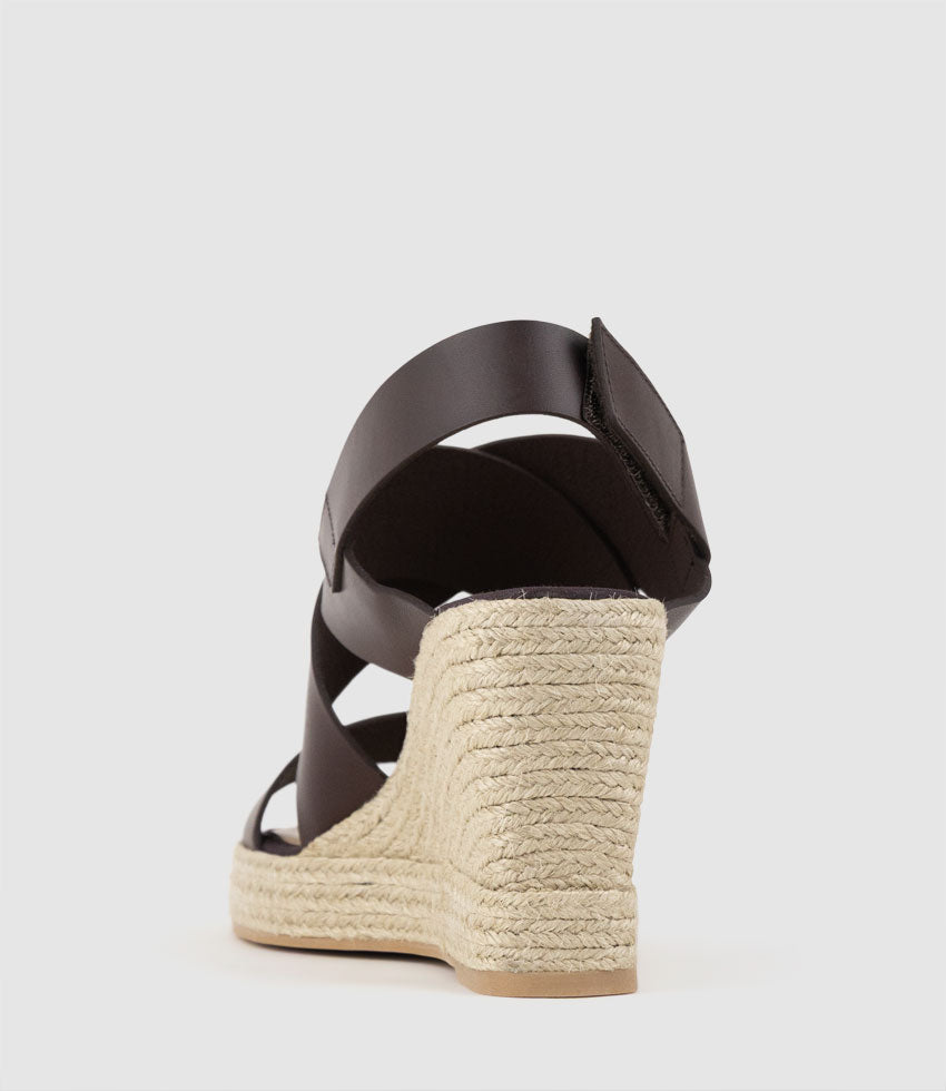 MYSTEL Crossover Sandal on Espadrille in Brown - Edward Meller