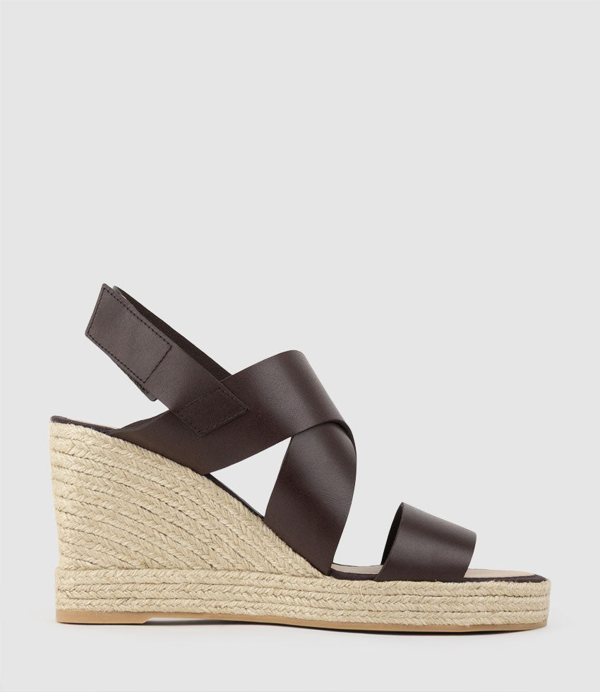 MYSTEL Crossover Sandal on Espadrille in Brown - Edward Meller