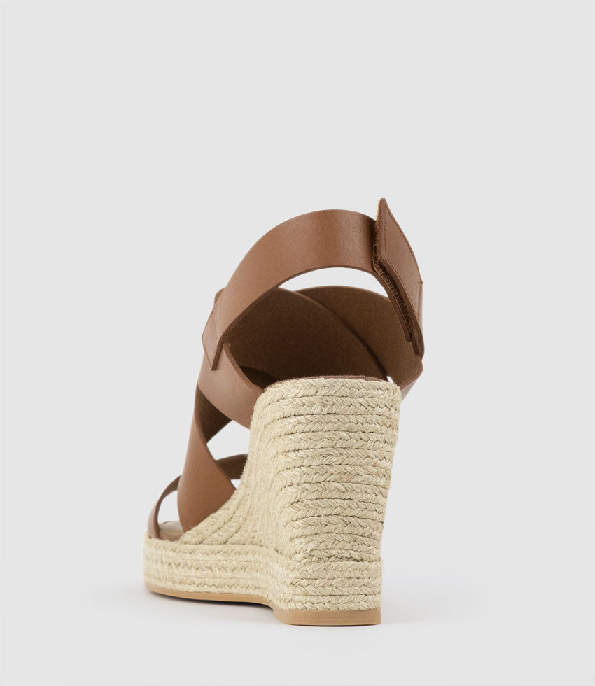 MYSTEL Crossover Sandal on Espadrille in Tan - Edward Meller