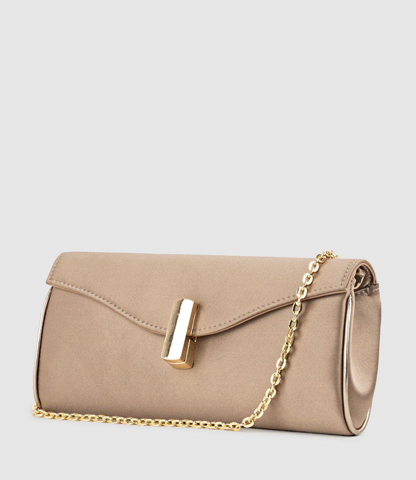 NAIA Foldover Clutch in Gold Silk - Edward Meller