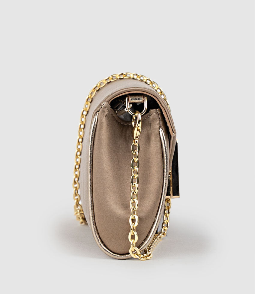 NAIA Foldover Clutch in Gold Silk - Edward Meller