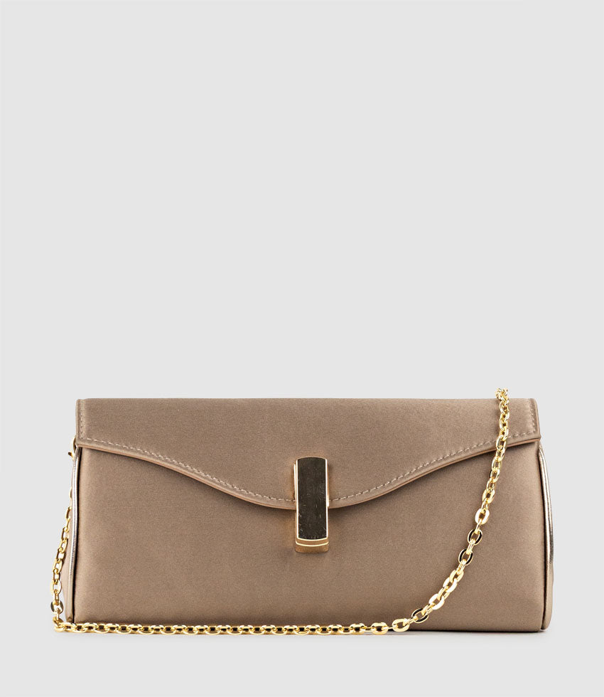 NAIA Foldover Clutch in Gold Silk - Edward Meller